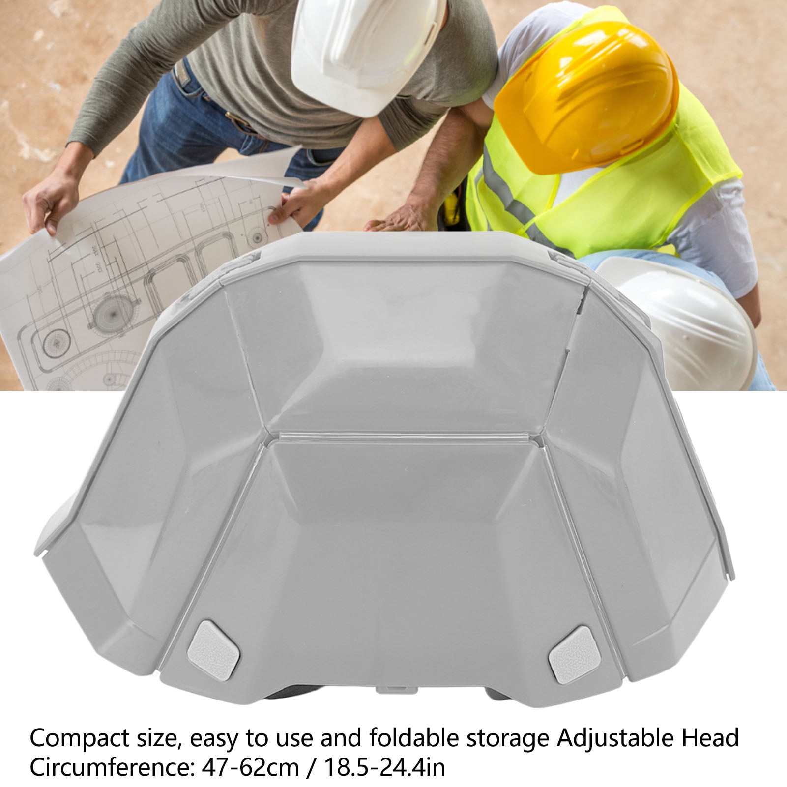 M Buder High Strength Plastic Foldable Helmet Portable Head Protection Safety Hard Hat for Outdoor Work Sports Travel Emergency Rescue (13.7 inches / 35 cm), Grey Color, 1 Pack