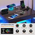 thumbnail image 3 of Nightstand with Charging Station, Black LED Night Stand with 2 Drawers, High Gloss Bedside Table with Auto Sensor 24-Color Lights/Wireless/Type-C/USB Charging for Bedroom, 3 of 7