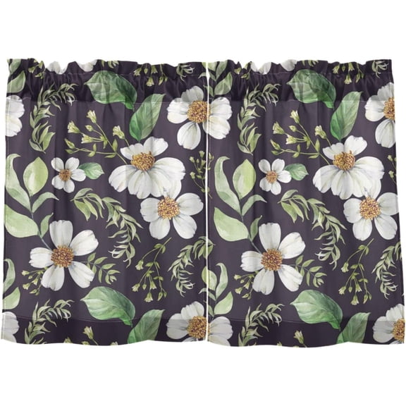 Coolnut Floral Kitchen Curtains 2 Panels, UV Protected Tier Curtains Half Window Curtains for Guest Room Bathroom Sink Laundry Room Basement,36"x 27"
