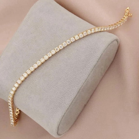 4Ct Round Cut Simulated Diamond Women's Tennis Bracelet 14k Yellow Gold Plated
