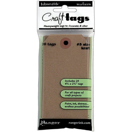 Inkssentials Brown Kraft Surfaces Tag #5, 4.5" x 2.375", 20pk