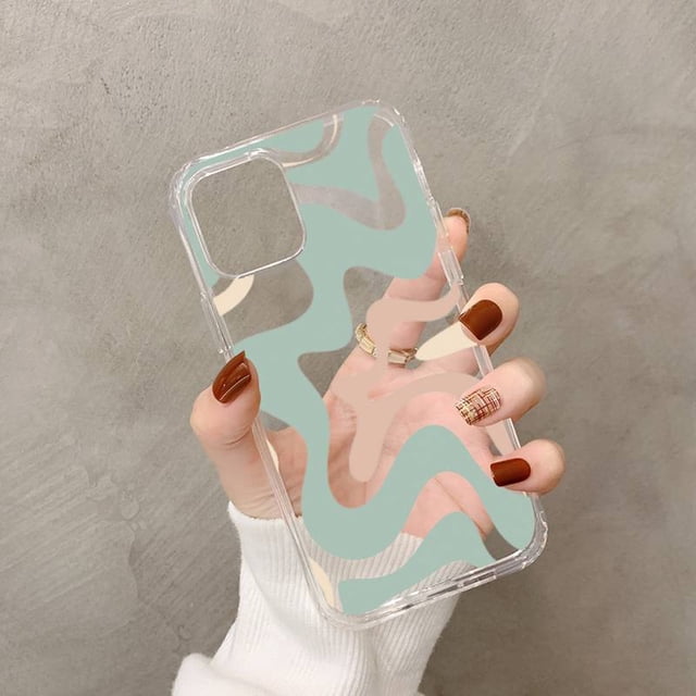 Funda de teléfono con patrón abstracto de remolino líquido en Beige y verde salvia para iPhone 11 12 pro XS MAX 8 7 6 6S Plus X 5S SE 2020 XR Tan Jianjun unisex