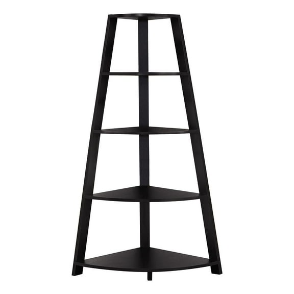Monarch Specialties Bookshelf, Etagere, Corner, 4 Tier, 60"H, Office, Bedroom, Brown Laminate