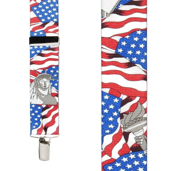 SuspenderStore Usa Liberty Suspenders - 1.5 Inch Wide - Clip - 3 Sizes