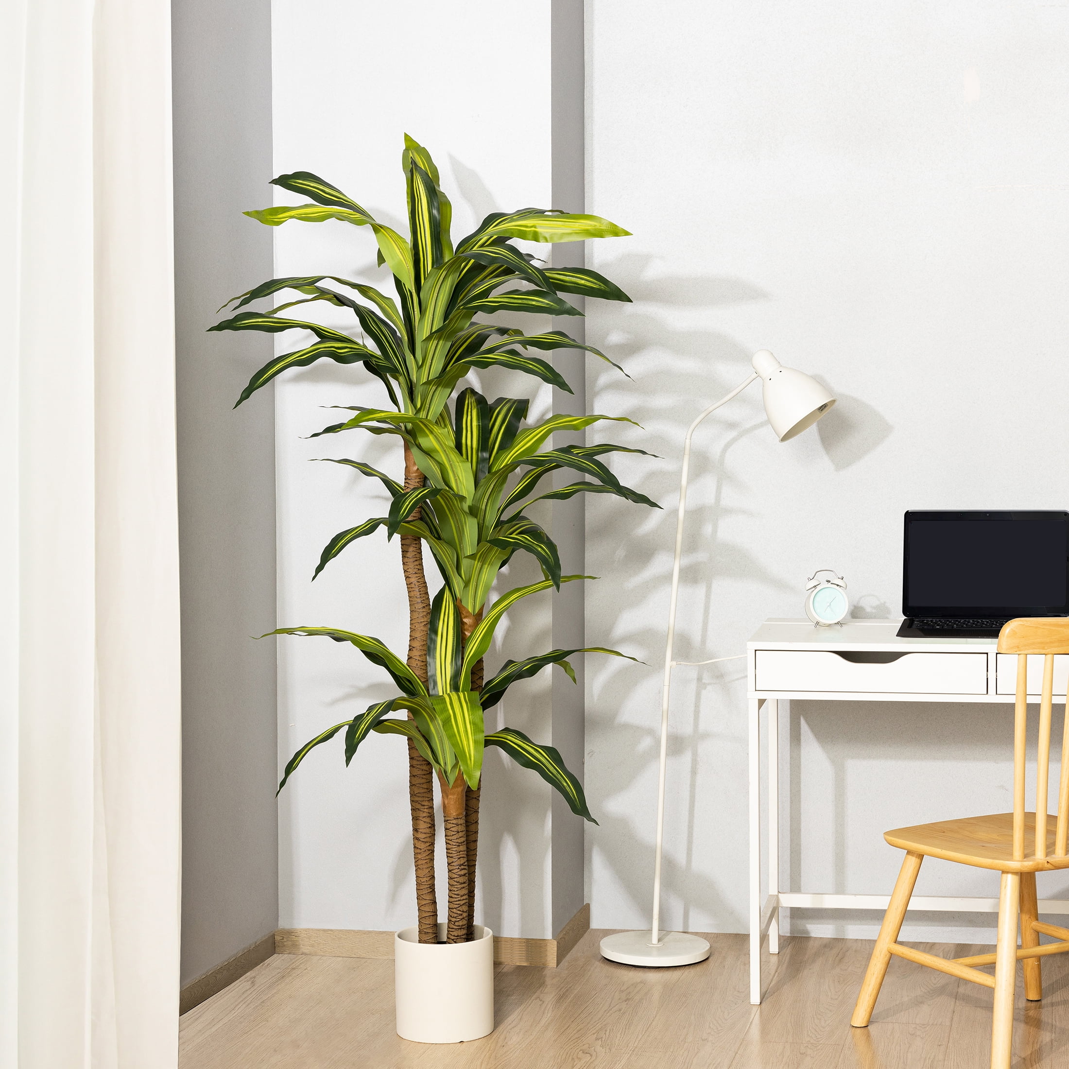 HiPlants 6ft Artificial Dracaena Plants in Black Plastic Pot, Faux Trees Indoor Outdoor Decor, Fake Plants for Home Decor Office Porch Patio Perfect Housewarming Gift