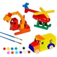 thumbnail image 3 of Easy Playhouse: Wood Building Toy Kit - DIY 3 Vehicle Projects: Helicopter, Truck & Excavator, 12 Paint Colors & 2 Brushes, Arts & Craft Set, Kids 8+, 3 of 8