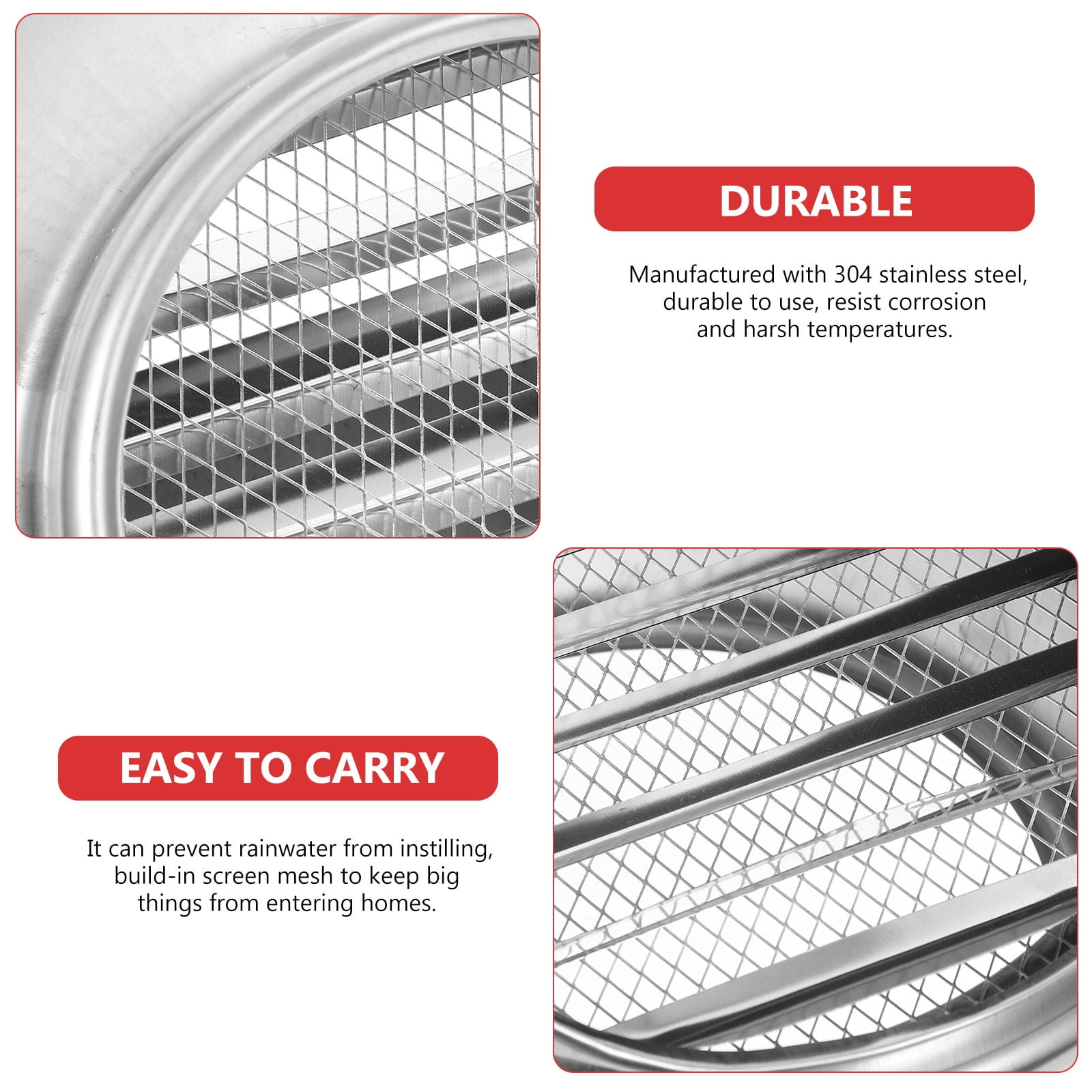 SOPOTUTU Wall Vent Cover 304 Stainless Steel Durable Rainproof Round Exhaust Vent for Protection 3Pcs