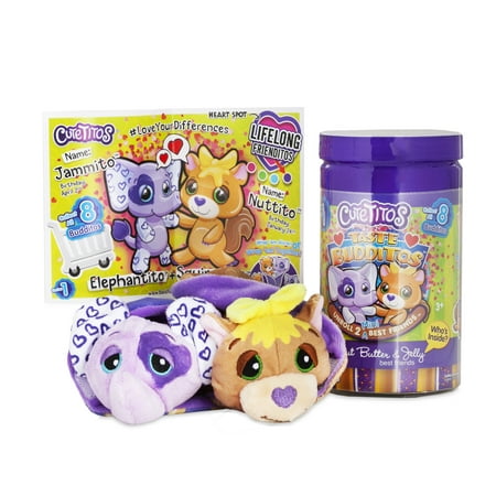Cutetitos Taste Budditos Peanut Butter & Jelly - 2 Collectible Plush Mini Animals - Ages 3+ - Series 1