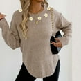 thumbnail image 6 of HongQid Women's Floral Pattern Crewneck Long Sleeve Drop Shoulder Sweaters Pullover Tops, 6 of 7