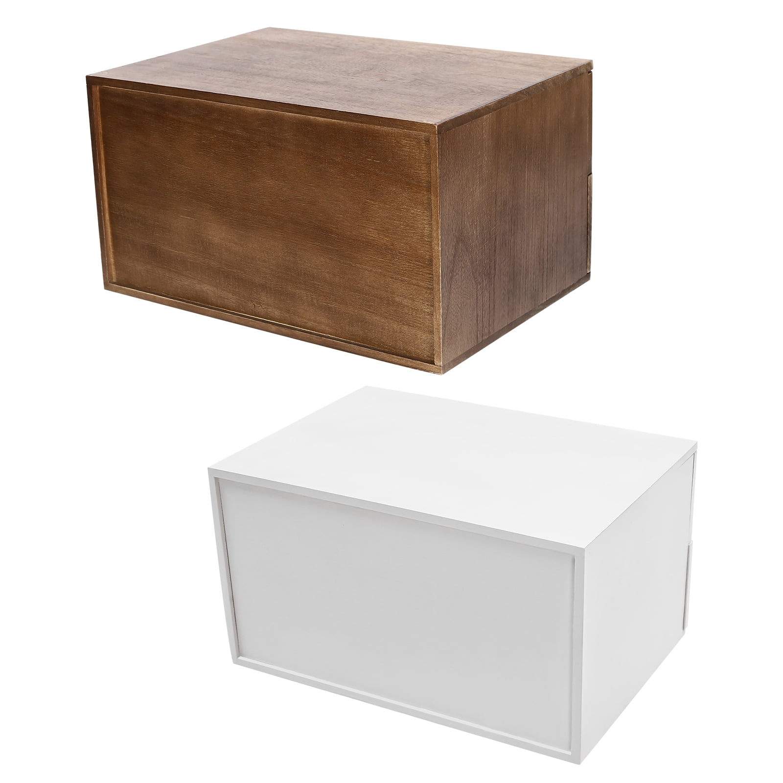 Wooden Desktop Storage Box, 2-Drawer Organizer with Lock, Minimalist Design for Files, Keys, and Daily Essentials in Home or Office