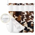 thumbnail image 2 of Cow Patterned No Hook Shower Curtain Waterproof,Bathroom Curtains with Snap in Liners and See Through Top Window,Vintage Farmhouse Abstract Country Western Hotel Bathtub Curtains Shower 72"Wx72"L, 2 of 8