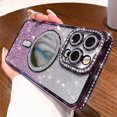 thumbnail image 2 of Magnetic for iPhone 15 Plus Glitter Case, [Compatible with Magsafe] Shockproof Bling Diamond Camera Lens Protector Makeup Mirror Sparkly Girly Cute Phone Cover for iPhone 15 Plus (Purple), 2 of 10