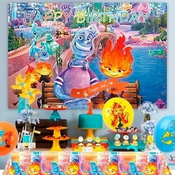 24Pcs Elemental Party Decorations-Elemental Napkins Tablecloth Backdrop Balloons Elemental Birthday Party Decorations for Girl Boy Elemental Birthday Party Supplies