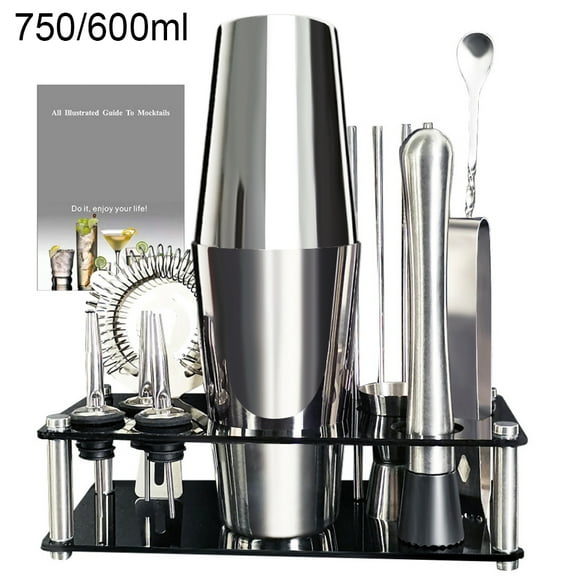 13-22Pcs 750ml 600ml Boston Cocktail Shaker Bar Tools Wine Mixer Set Bartender Cocktail Shaker Tool Kit With Holder