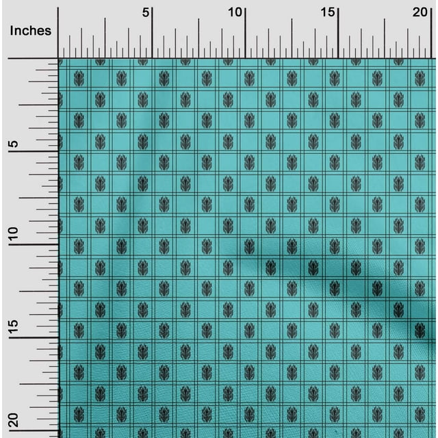 oneOone Polyester Lycra Fabric Swirl & Check Ikat Printed Fabric 1 Yard 56 Inch Wide