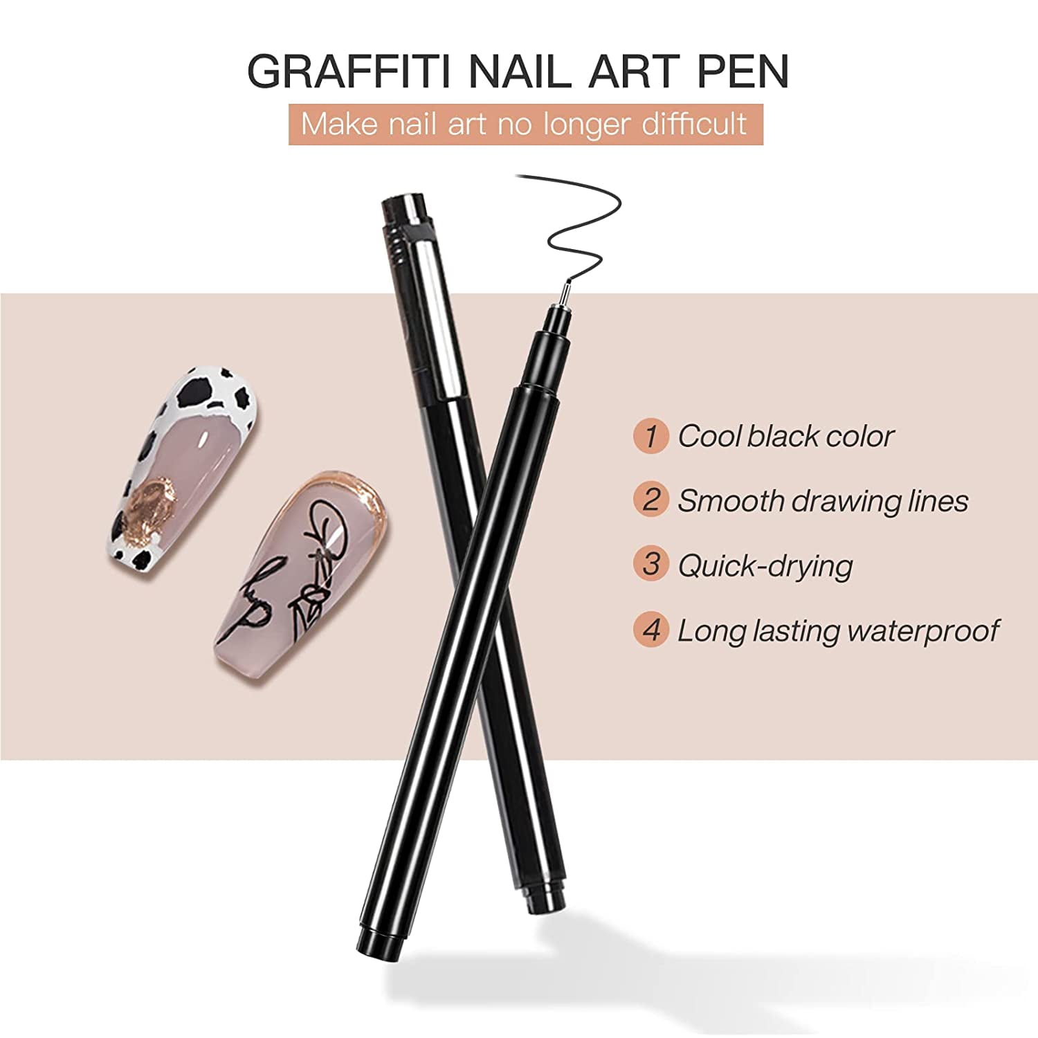 Hearnfox Nail Art Pen,3D Nail Art Graffiti Pen Nail Art Drawing