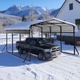 thumbnail image 6 of WUKHG 10x15FT Heavy Duty Metal Carport, Outdoor Car port Canopy with Iron Roof, Durable All-Weather Shelter for Cars, Trucks, Boats & Outdoor Equipment, Easy Quick-Install Assembly, 6 of 11
