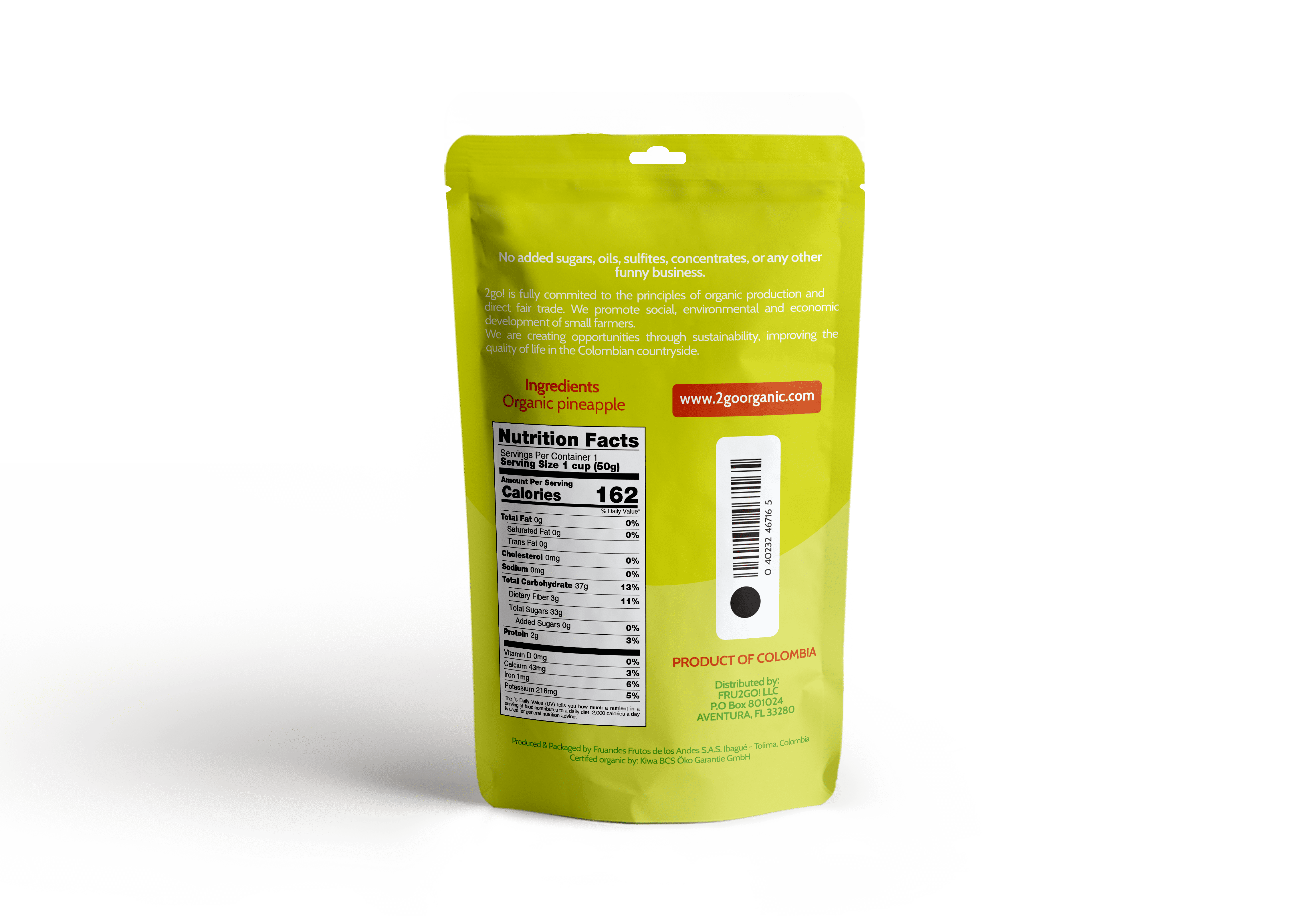 2GO!® Organic Dried Pineapple  1.76 oz - (4 pack)