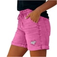 thumbnail image 6 of Womens Jean Shorts Stretchy High Waisted Ripped Denim Shorts with Pockets Trendy Distressed Cut Off Shorts by Yigetop Hot Pink XL, 6 of 7