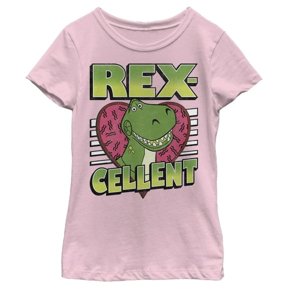 Girl's Toy Story Valentine Rex-Cellent  Graphic Tee Light Pink Large