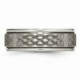thumbnail image 3 of Titanium Ridged Edge 8mm Laser Design Brushed & Polished Band Size: 11; for Adults and Teens; for Women and Men, 3 of 6
