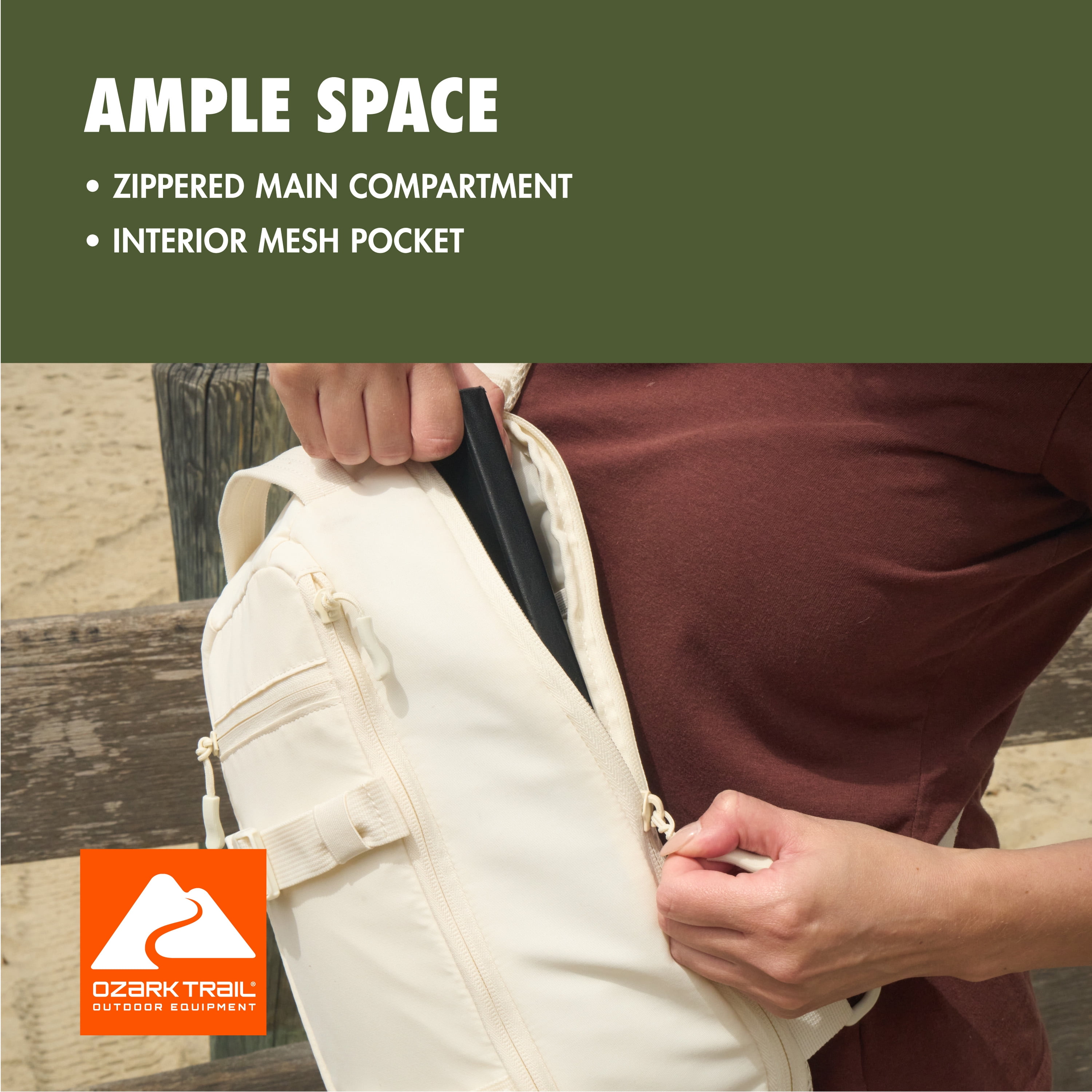 Ozark Trail 9 L Sling pack, Cream, Polyester Messenger Bag, Adult, Teen, Unisex