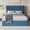 Ice Blue, variant on Amolife Queen Bed Frame with Artisanal Pleated Adjustable Headboard, No Box Spring Required, Ice Blue