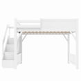 thumbnail image 4 of Full Size Loft Bed with Stairs, Solid Wood Loft Beds Frame with Wardrobe, Gaming Loft Beds Full with Storage Shelf for Teens Adults  (White), 4 of 7