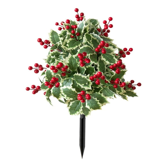 Estaca de jardín artificial navideña, simulación de vegetación, EVA, fruta roja, decoración festiva del Día de Acción de Gracias para patio y exterior