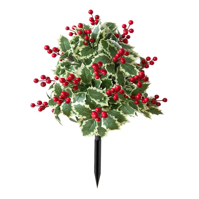 Estaca de planta de bayas rojas artificiales, plantas falsas, decoración de rojos de EVA, flor artificial navideña para fiesta al aire libre en