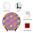 thumbnail image 4 of Salouo Yellow Lemon And Orange Pattern Bone China Decorative Plate,Holiday Decor Decorative Ceramic Plates with Stand Elegant Home DéCor for Hallway/Living Room/Bedroom-7in, 4 of 6