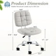 thumbnail image 2 of Wubio Compact Small Desk Chair, Cute Armless Chair with Wheels, Vanity Chair with Low Back, Height Adjustable Task Chair for Small Spaces, Office, Bedroom, Make Up Room, PU Leather, Light Grey, 2 of 18