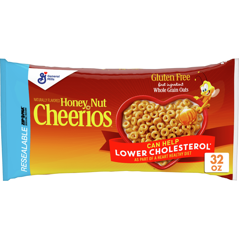 Honey Nut Cheerios, Breakfast Cereal with Oats, Gluten Free, 32 oz Bag