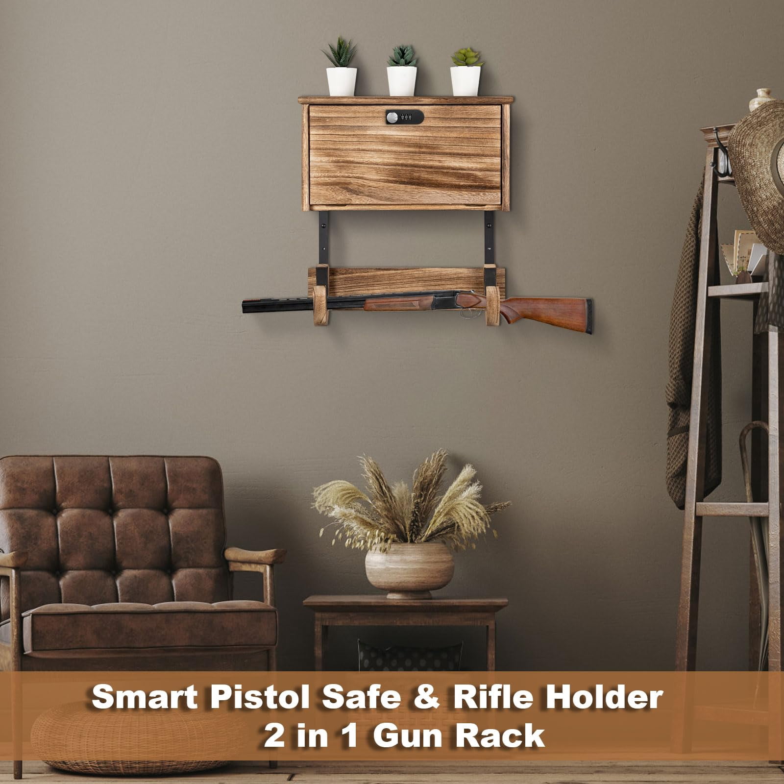 Wall Mount Lock Gun Racks for Wall With Storage Gun Racks for Wall Display