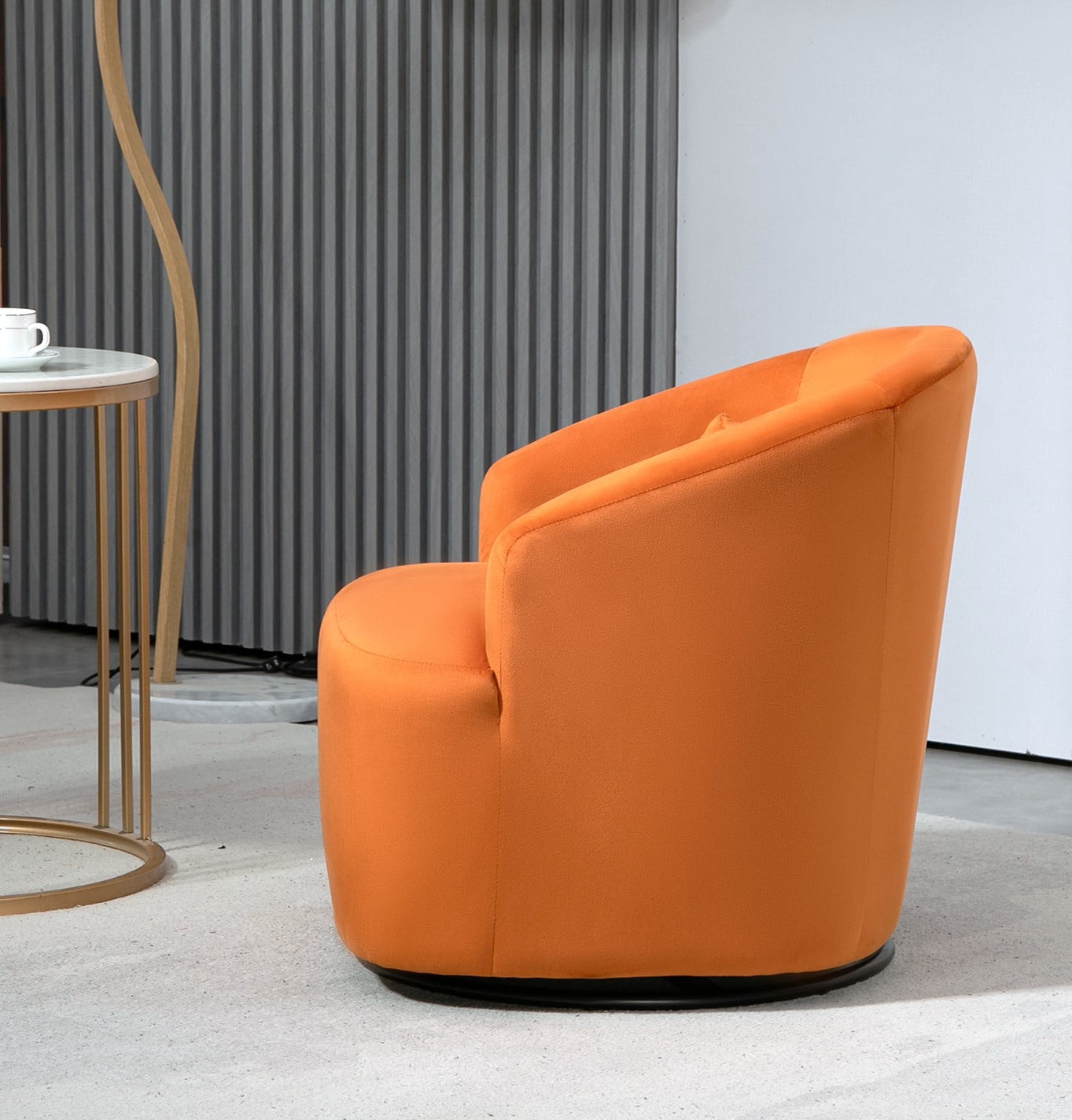 US Pride Furniture Accent Chair with Barrel-shaped Design and 360 Degree Swivel Feature Red Orange