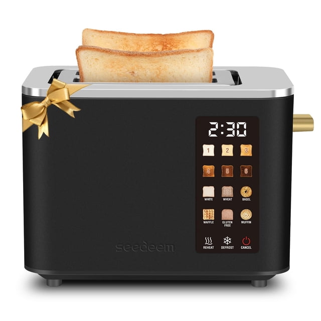 SEEDEEM Toaster 2 Slice, Touch Control Screen, Smart Stainless Toaster, 6 Shade Setting, 6 Bread Selection, Countdown, Removable Crumb Tray, 900W, Ma