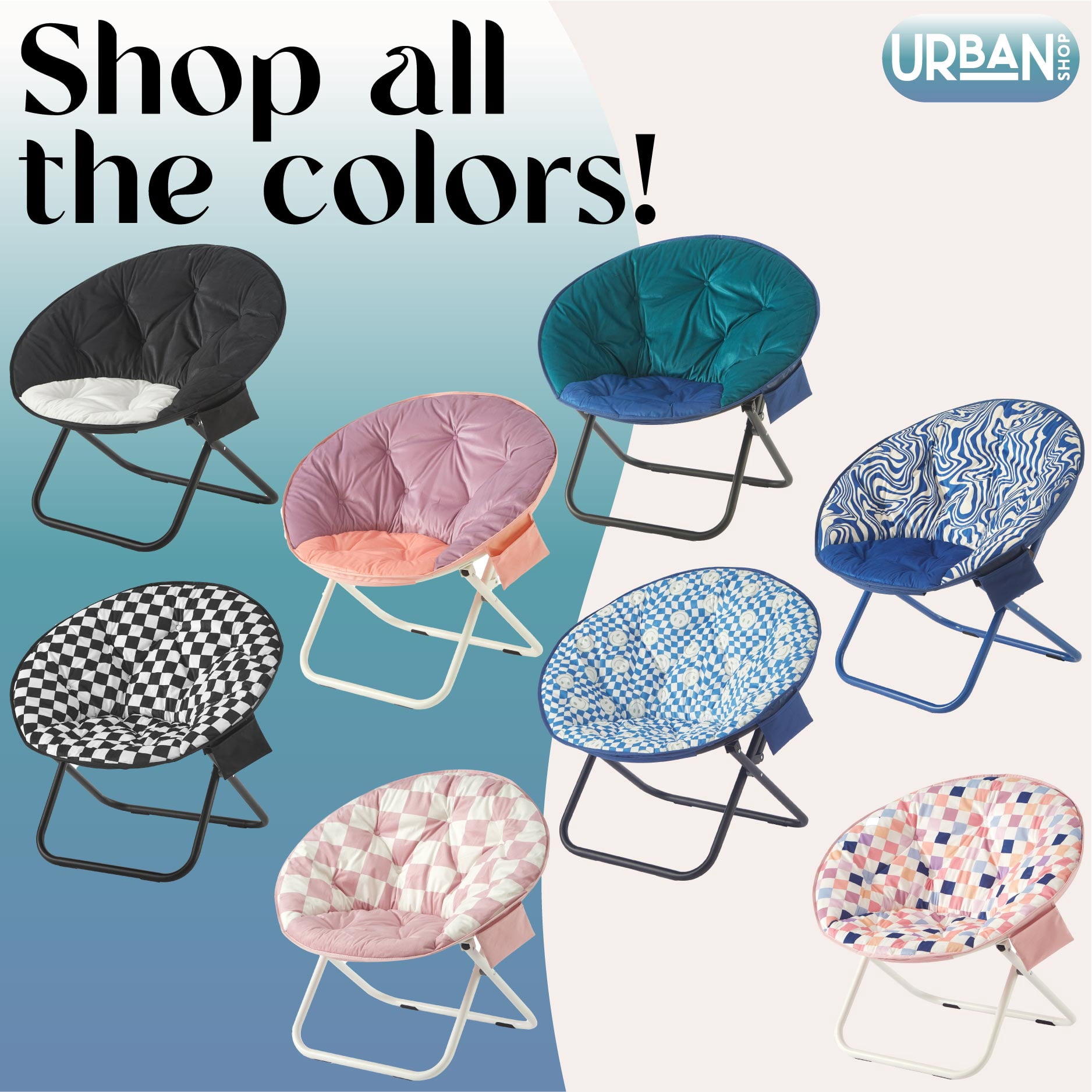 Urban Shop Colorblock Saucer Chair, Green/Blue, Adults and Teens