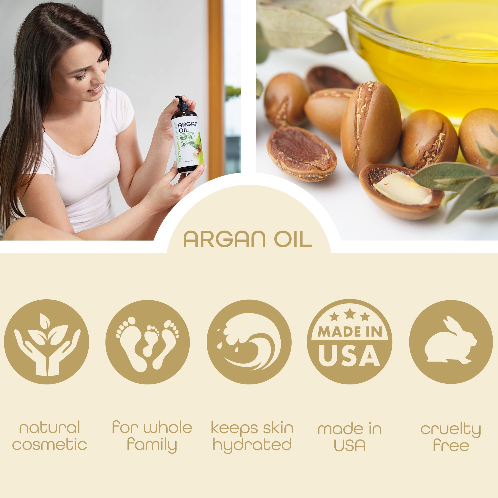 Argan Oil for Hair Oil for Dry Damaged Hair and Growth Argon Oil Serum For Hair Oil for Curly Frizzy Hair Argan Oil for Skin for Men Organic Argan Oil of Morocco Hair Oils 16 oz 100% Pure Cold Pressed