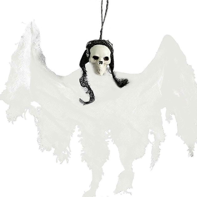 Accesorios de terror, esqueleto espeluznante, colgante para Halloween, decoración para puerta de casa, bar, color blanco