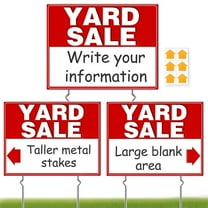 Remiawy Yard Sale Signs with Metal Stakes, 3Pcs 17x13 Inch Double Sided Large Corrugated Plastic Garage Sale Signs with Directional Arrows Stickers for Sales Event Weatherproof, Red