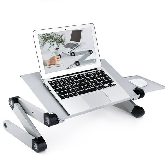 Adjustable Height Laptop Desk Laptop Stand for Bed Portable Lap Desk Foldable Table Workstation Notebook RiserErgonomic Computer Tray Reading Holder Bed Tray Standing Desk Silver Amazon Ba