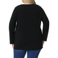 thumbnail image 4 of DARING DIVA Women's Plus Long Sleeves Square Neck Flowy Pleated Top 1X Black, 4 of 6