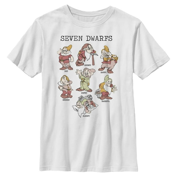 Boys Snow White and the Seven Dwarfs Name Grid T Shirt