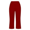 thumbnail image 4 of RYRJJ Women's Flared Yoga Dress Pants Stretchy Work Slacks Business Casual Straight Leg Bootcut Pull on Trousers with Pockets(z2-Red,M), 4 of 7