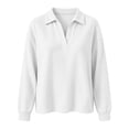 thumbnail image 5 of Tops for Women Long Sleeve Solid Color Casual Waffle Knit Top, 5 of 9