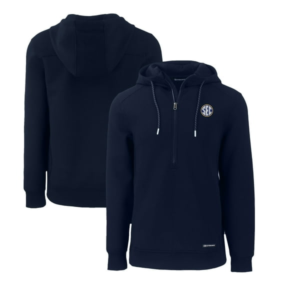 Men's Cutter & Buck  Navy SEC Gear Roam Eco Recycled Half-Zip Pullover Hoodie