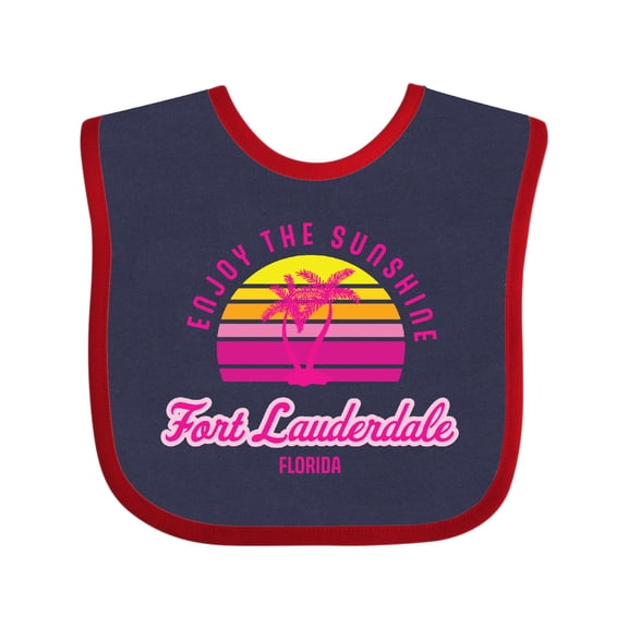 Inktastic Summer Enjoy the Sunshine Fort Lauderdale Florida in Pink Boys or Girls Baby Bib