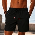 thumbnail image 2 of Hurxie Men's Casual 7 Inch Shorts Twill Drawstring Summer Beach Stretch Golf Shorts with Pockets Black,2XL, 2 of 7