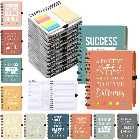 Moinchore 30 Sets Employee Appreciation Gifts Inspirational Spiral Weekly Planner Notebooks with Ballpoint Pens and Sticky Notepads To Do List for Team Coworkers Staff(Candy Colors)