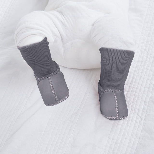Xihbxyly Zapatos de Bebé de Suela Suave, Cálidos y Transpirables de Imitación de Piel de Oveja, Antideslizantes, para Interior de Invierno, Cómodos, Elásticos, Forro Suave de Algodón y Lana, Fáciles